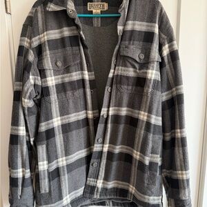Duluth Trading Co Gray & Black Plaid Shirt Jacket